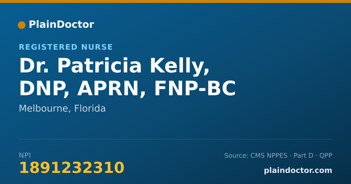 Shareable card for Patricia Kelly, DNP, APRN, FNP-BC - Registered Nurse, Melbourne, FL