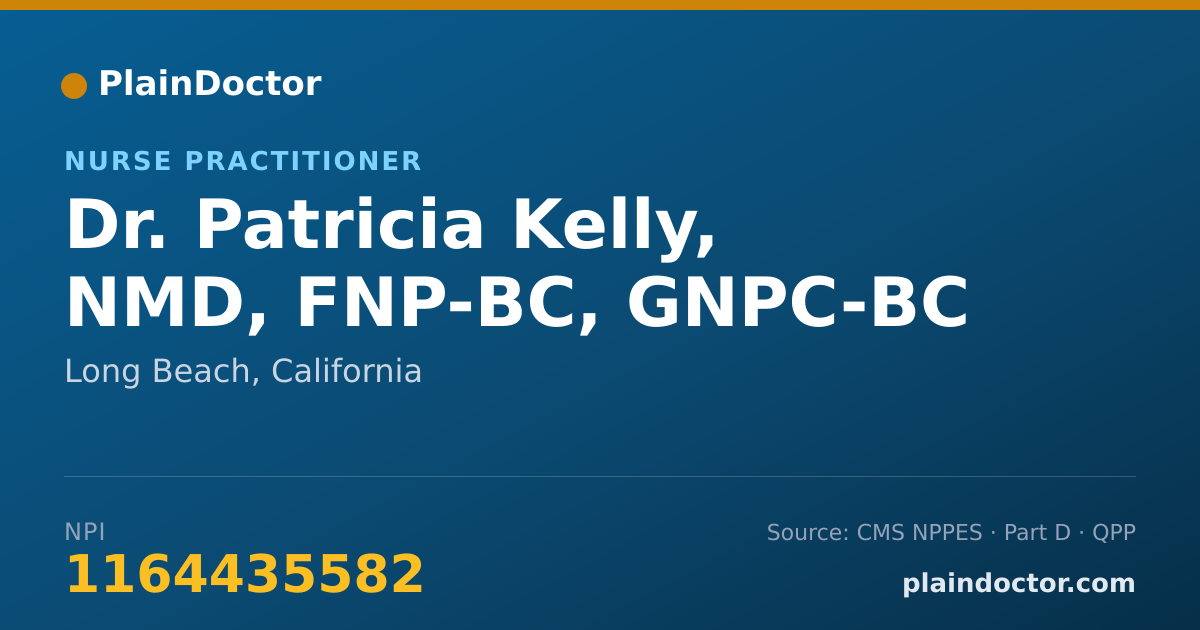 Shareable card for Patricia Kelly, NMD, FNP-BC, GNPC-BC - Nurse Practitioner, Long Beach, CA