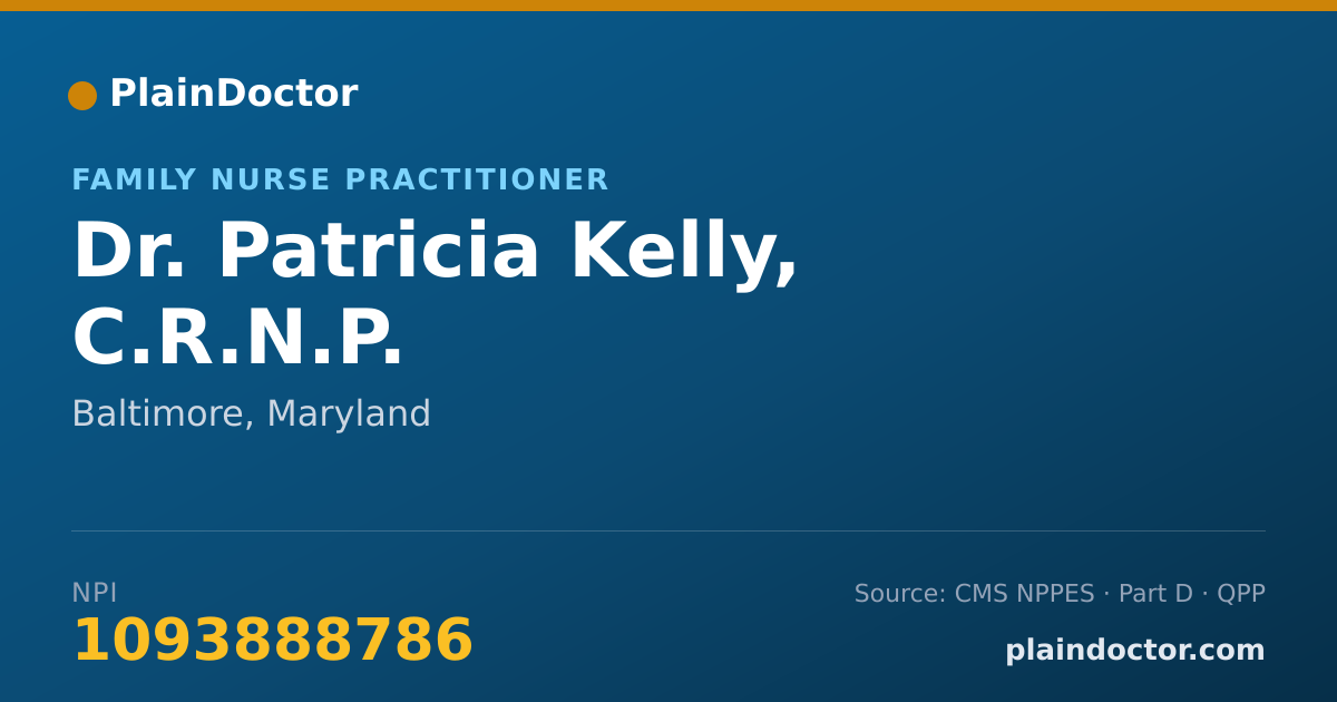 Shareable card for Patricia Kelly, C.R.N.P. - Family Nurse Practitioner, Baltimore, MD