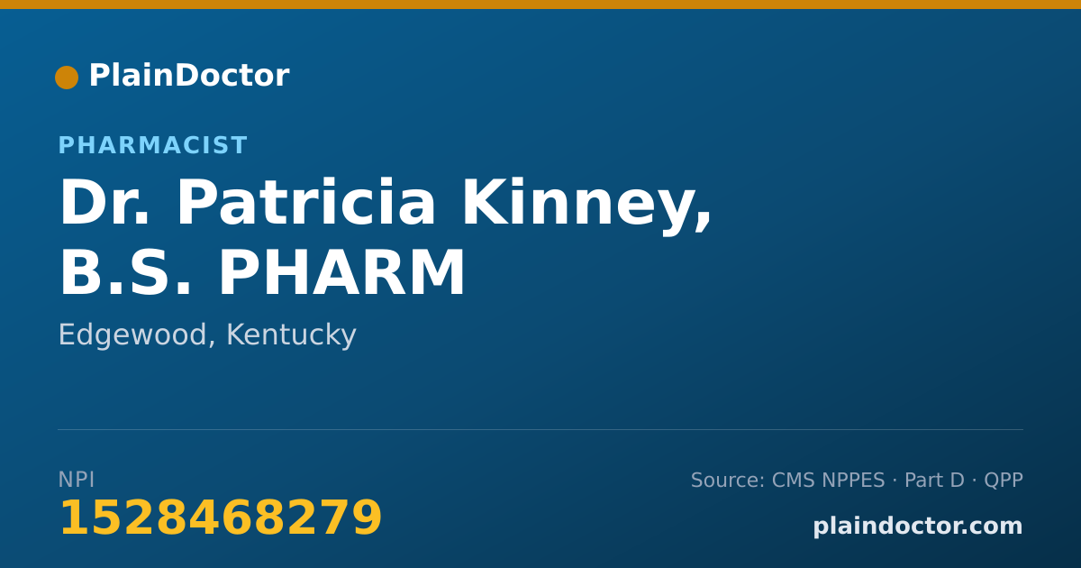 Shareable card for Patricia Kinney, B.S. PHARM - Pharmacist, Edgewood, KY