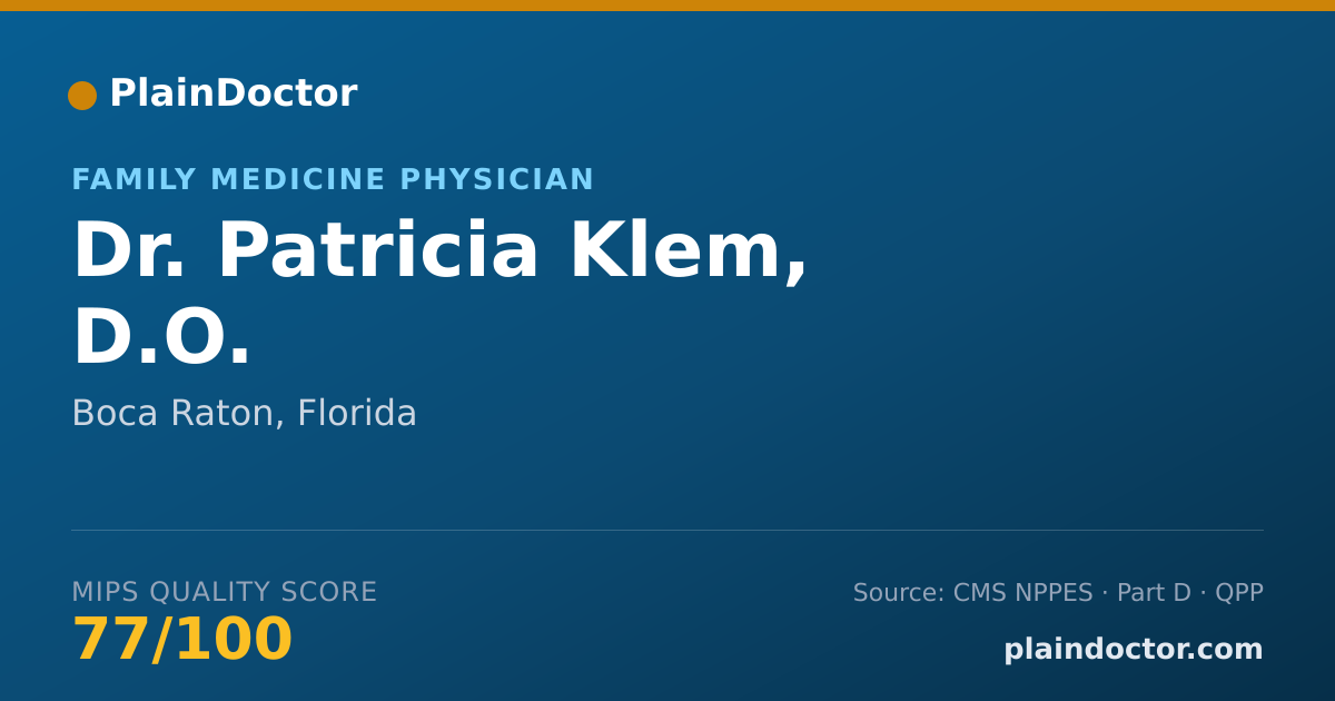 Shareable card for Patricia Klem, D.O. - Family Medicine Physician, Boca Raton, FL