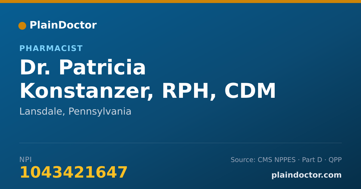 Shareable card for Patricia Konstanzer, RPH, CDM - Pharmacist, Lansdale, PA
