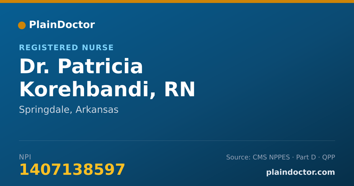 Shareable card for Patricia Korehbandi, RN - Registered Nurse, Springdale, AR