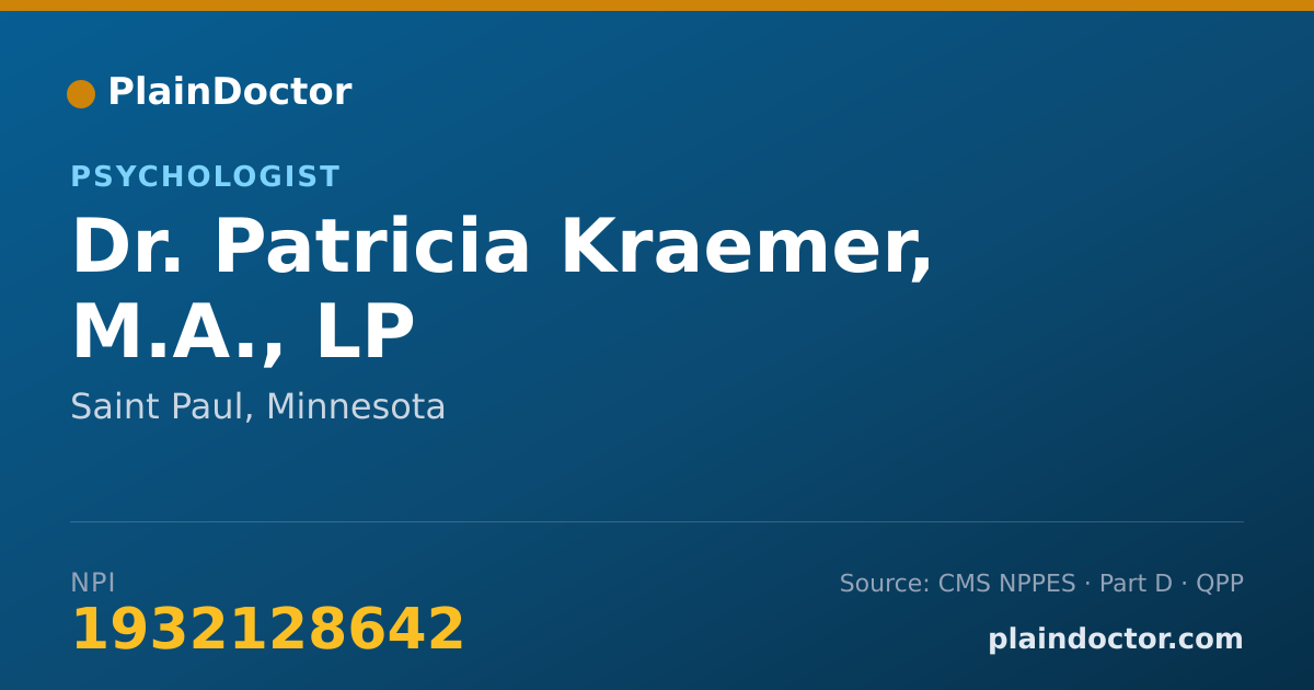 Shareable card for Patricia Kraemer, M.A., LP - Psychologist, Saint Paul, MN