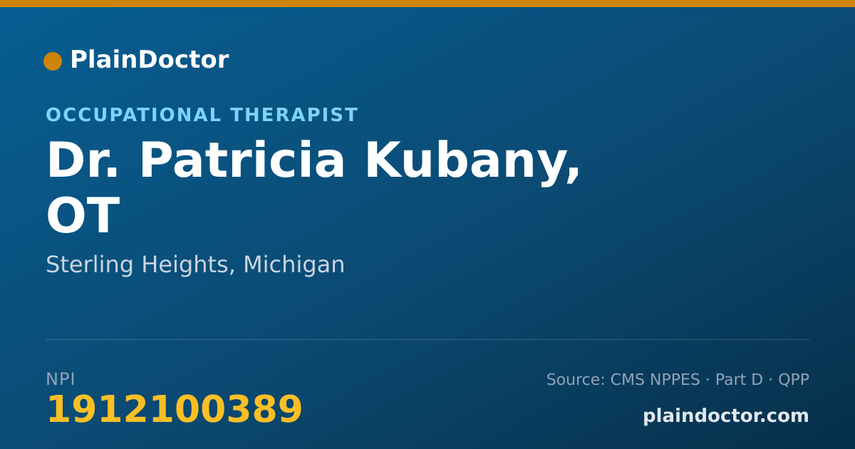 Shareable card for Patricia Kubany, OT - Occupational Therapist, Sterling Heights, MI