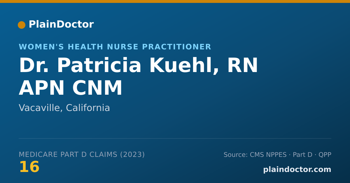 Shareable card for Patricia Kuehl, RN APN CNM - Women's Health Nurse Practitioner, Vacaville, CA