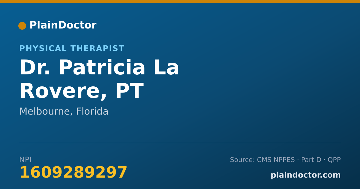 Shareable card for Patricia La Rovere, PT - Physical Therapist, Melbourne, FL