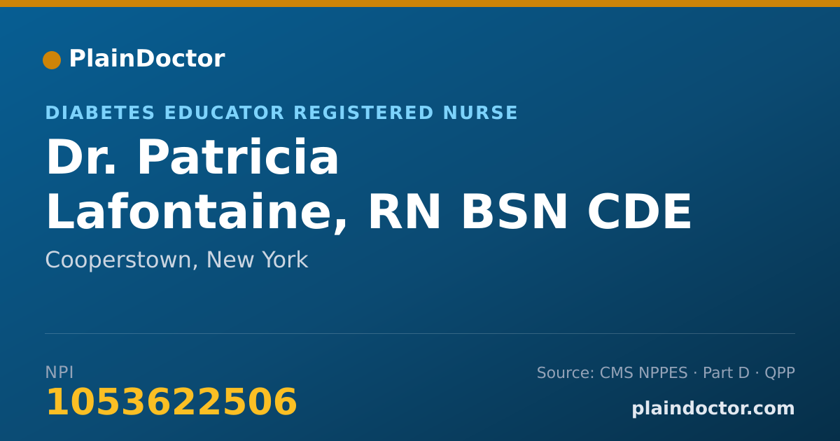 Shareable card for Patricia Lafontaine, RN BSN CDE - Diabetes Educator Registered Nurse, Cooperstown, NY