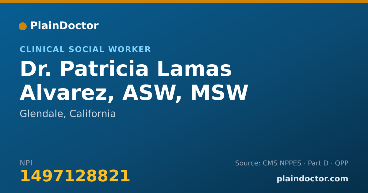 Shareable card for Patricia Lamas Alvarez, ASW, MSW - Clinical Social Worker, Glendale, CA
