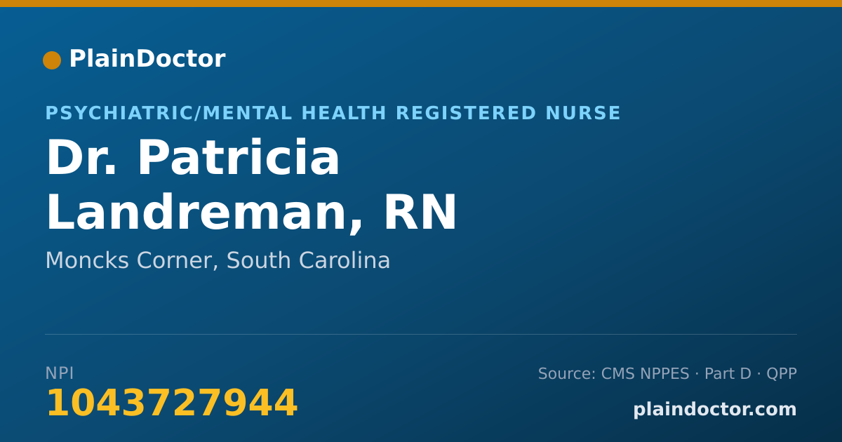 Shareable card for Patricia Landreman, RN - Psychiatric/Mental Health Registered Nurse, Moncks Corner, SC