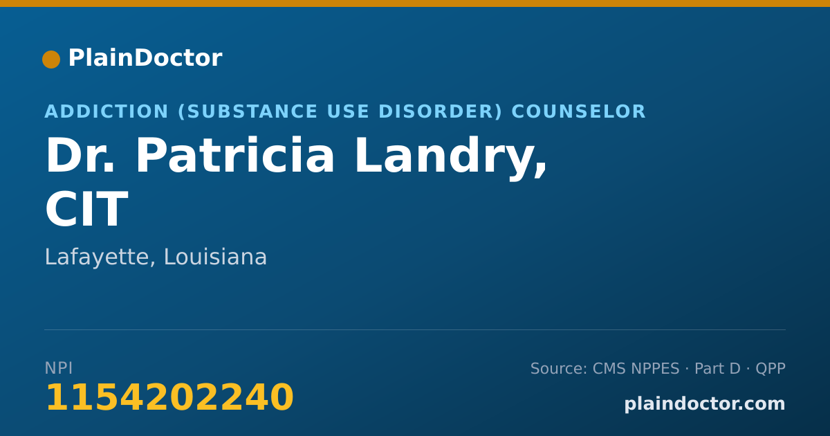 Shareable card for Patricia Landry, CIT - Addiction (Substance Use Disorder) Counselor, Lafayette, LA