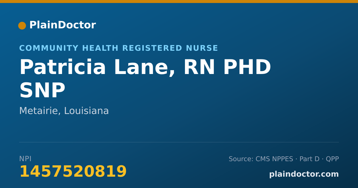 Shareable card for Patricia Lane, RN PHD SNP - Community Health Registered Nurse, Metairie, LA
