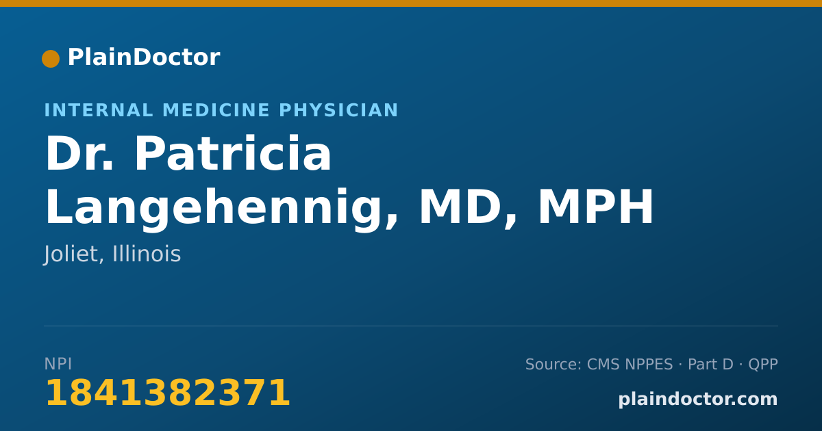 Shareable card for Patricia Langehennig, MD, MPH - Internal Medicine Physician, Joliet, IL