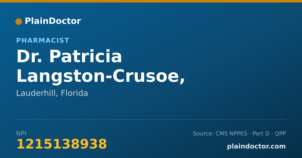 Shareable card for Patricia Langston-Crusoe, PHARMACIST - Pharmacist, Lauderhill, FL