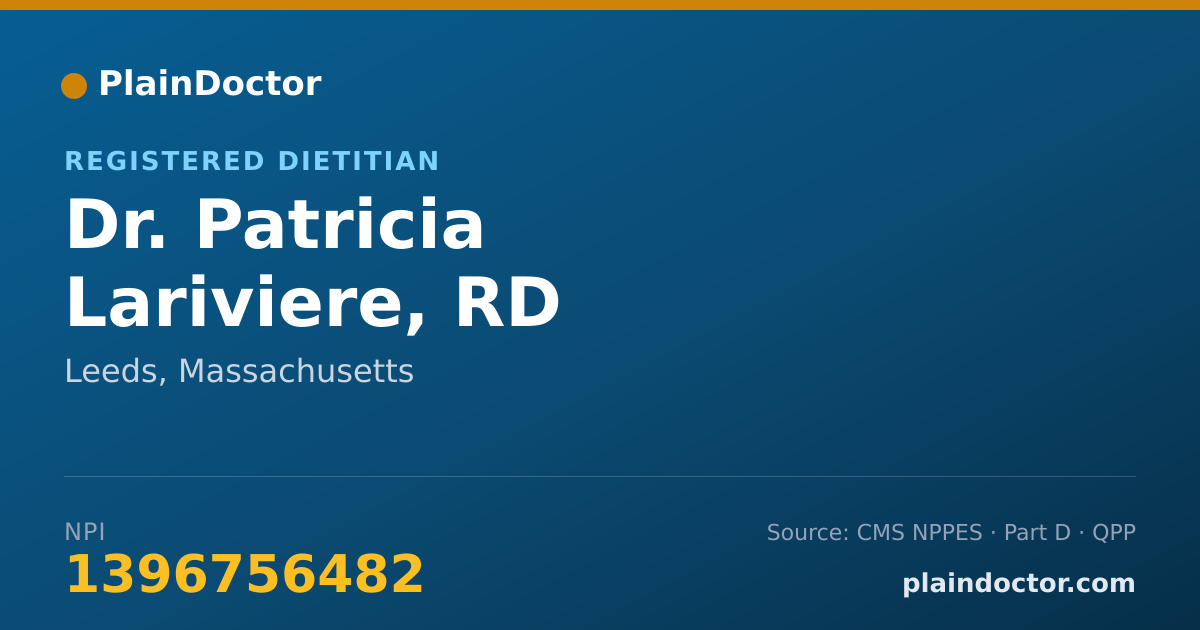 Shareable card for Patricia Lariviere, RD - Registered Dietitian, Leeds, MA