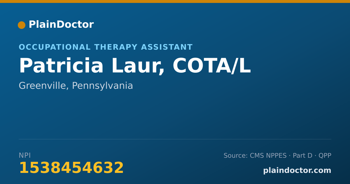 Shareable card for Patricia Laur, COTA/L - Occupational Therapy Assistant, Greenville, PA