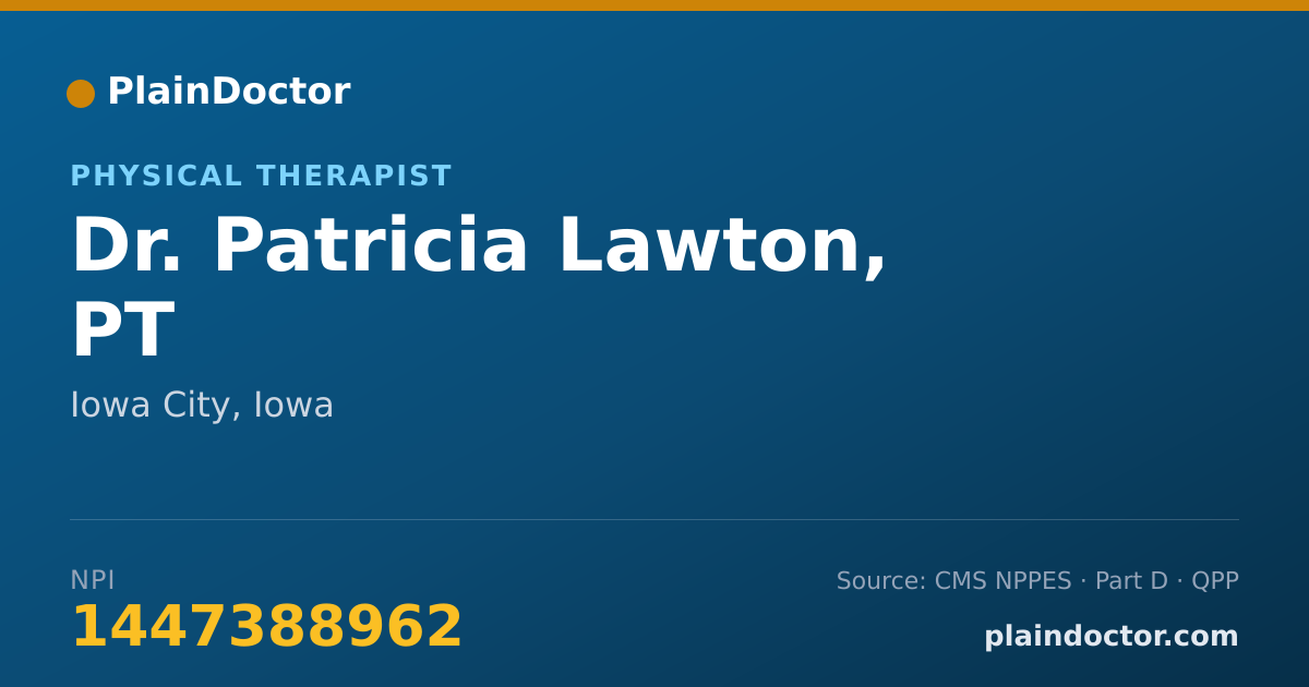 Shareable card for Patricia Lawton, PT - Physical Therapist, Iowa City, IA