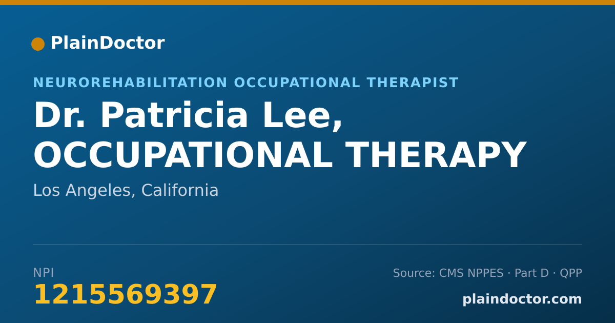 Shareable card for Patricia Lee, OCCUPATIONAL THERAPY - Neurorehabilitation Occupational Therapist, Los Angeles, CA