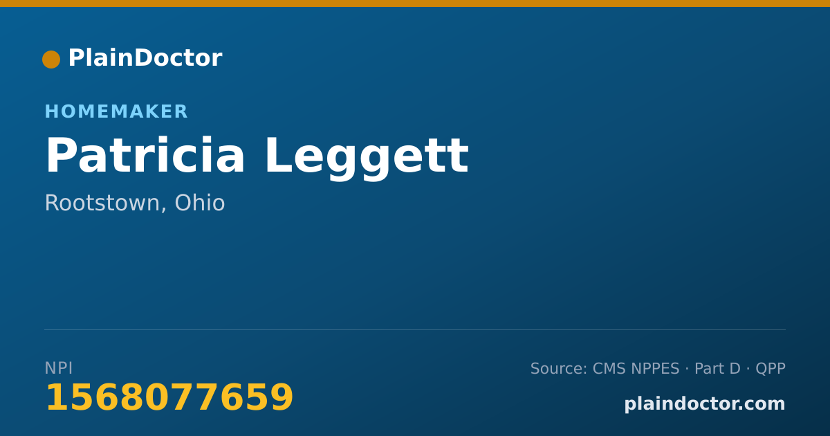 Shareable card for Patricia Leggett - Homemaker, Rootstown, OH