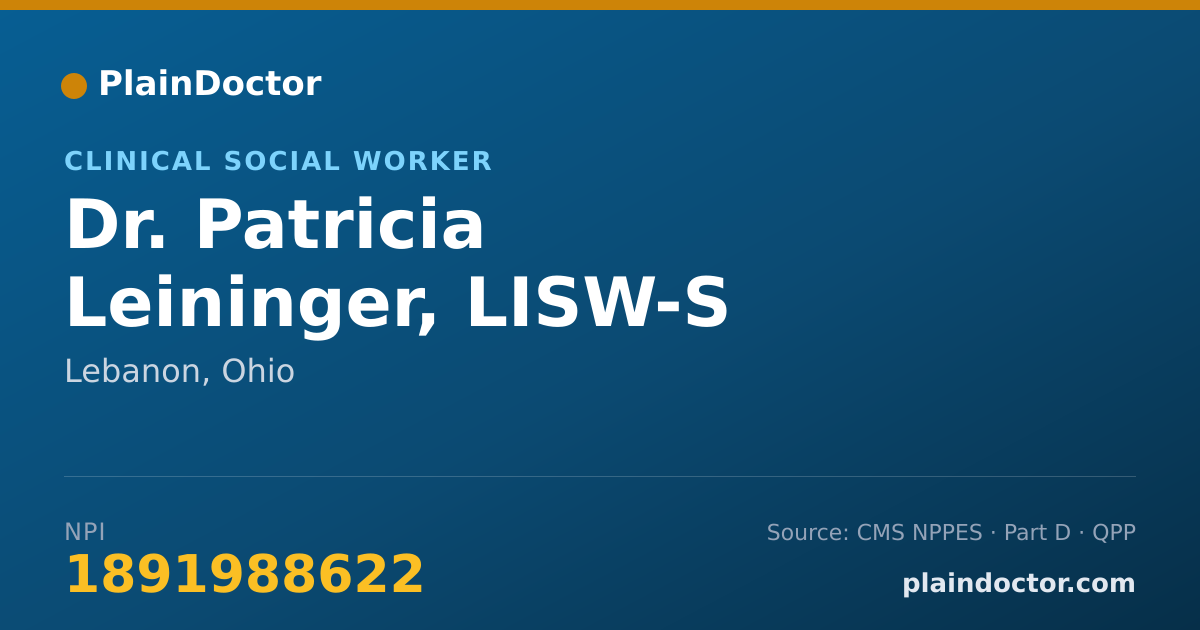 Shareable card for Patricia Leininger, LISW-S - Clinical Social Worker, Lebanon, OH