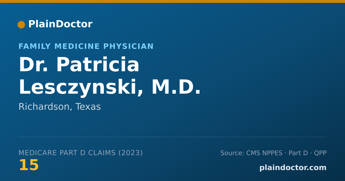 Shareable card for Patricia Lesczynski, M.D. - Family Medicine Physician, Richardson, TX