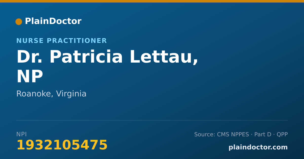 Shareable card for Patricia Lettau, NP - Nurse Practitioner, Roanoke, VA