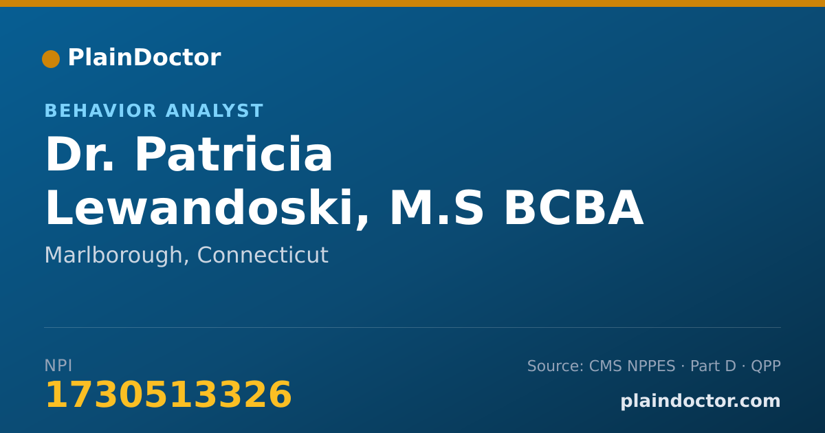 Shareable card for Patricia Lewandoski, M.S BCBA - Behavior Analyst, Marlborough, CT