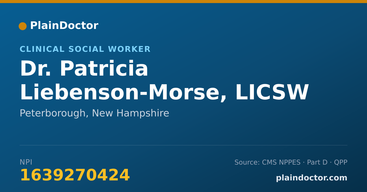 Shareable card for Patricia Liebenson-Morse, LICSW - Clinical Social Worker, Peterborough, NH