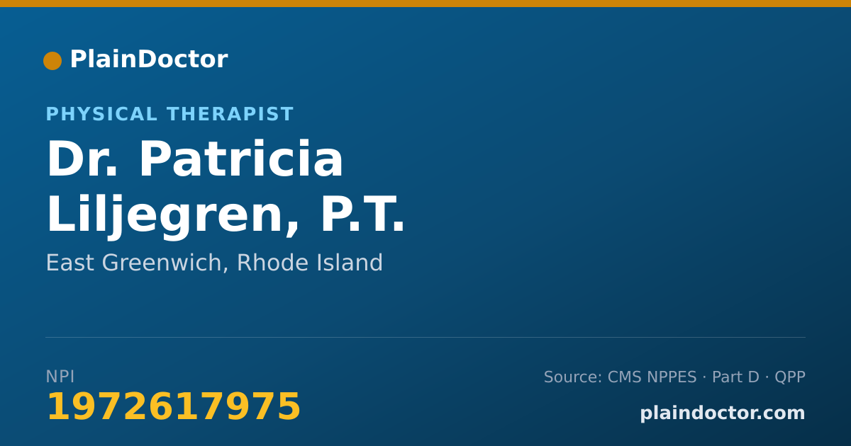 Shareable card for Patricia Liljegren, P.T. - Physical Therapist, East Greenwich, RI