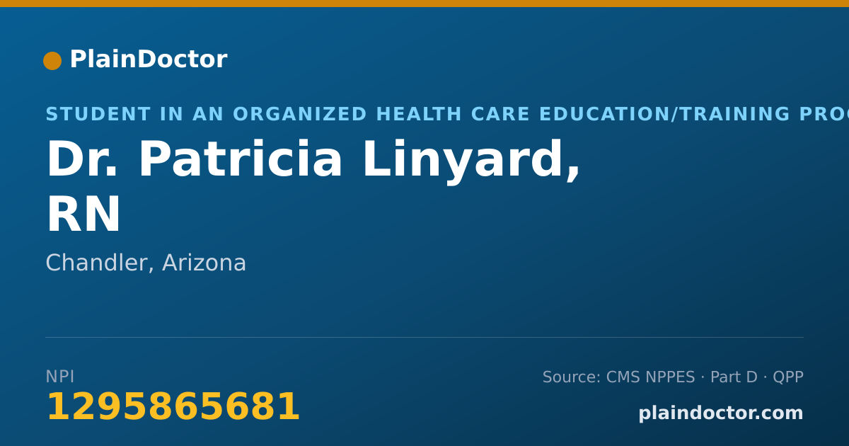 Shareable card for Patricia Linyard, RN - Student in an Organized Health Care Education/Training Program, Chandler, AZ