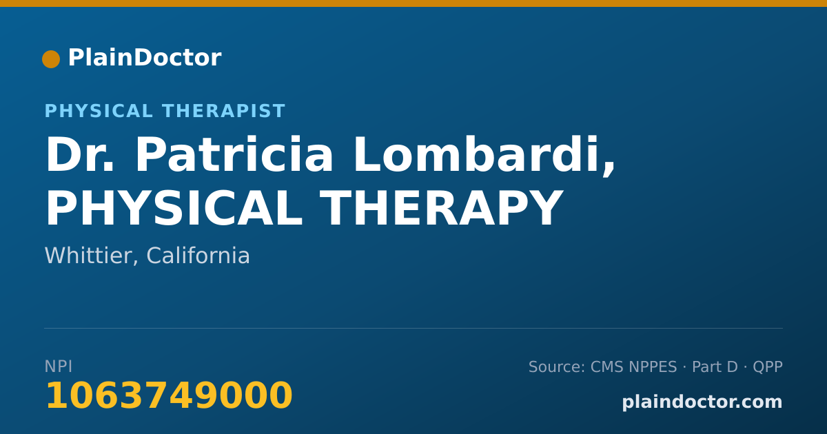 Shareable card for Patricia Lombardi, PHYSICAL THERAPY - Physical Therapist, Whittier, CA