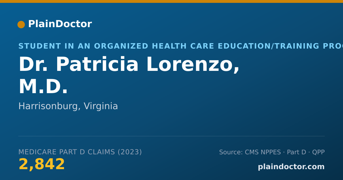 Shareable card for Patricia Lorenzo, M.D. - Student in an Organized Health Care Education/Training Program, Harrisonburg, VA