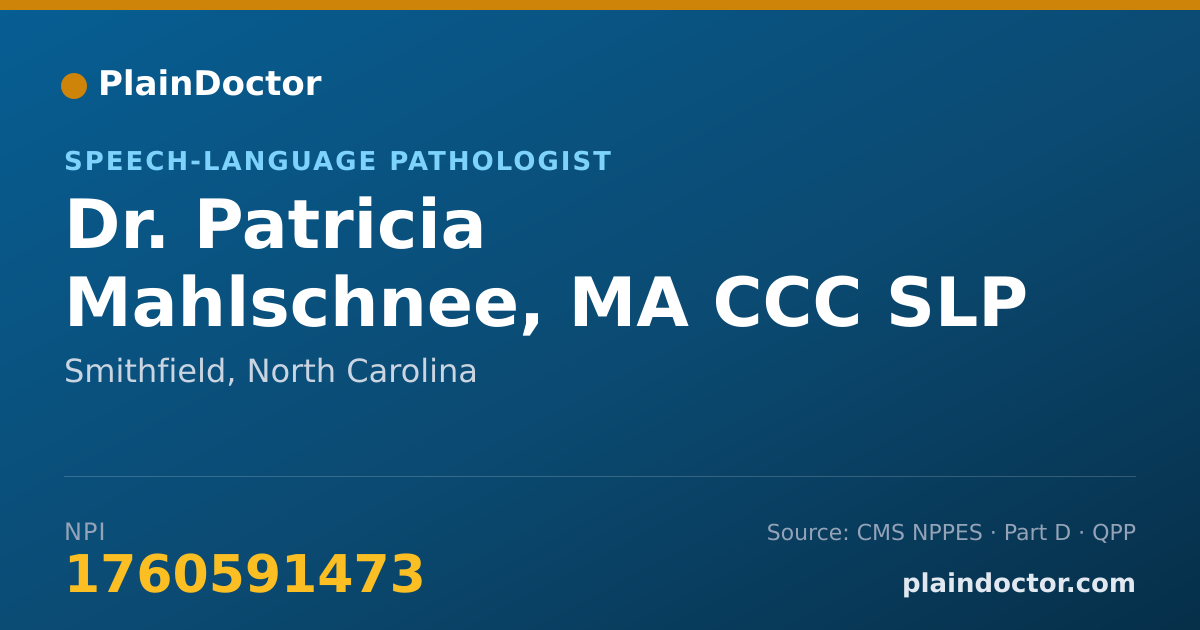 Shareable card for Patricia Mahlschnee, MA CCC SLP - Speech-Language Pathologist, Smithfield, NC