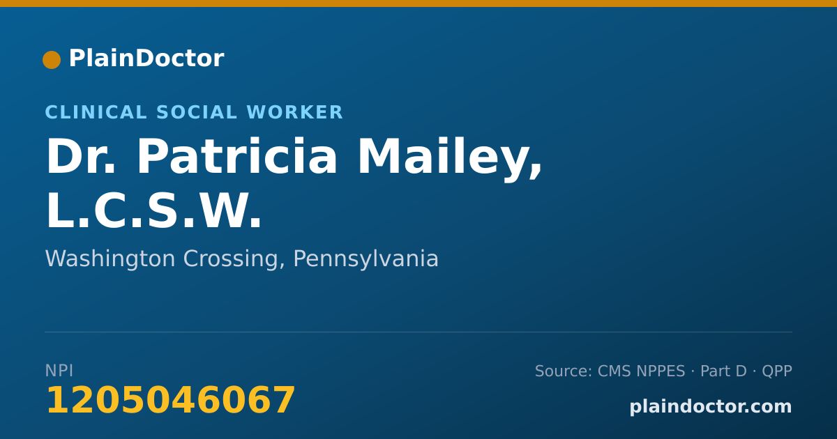 Shareable card for Patricia Mailey, L.C.S.W. - Clinical Social Worker, Washington Crossing, PA