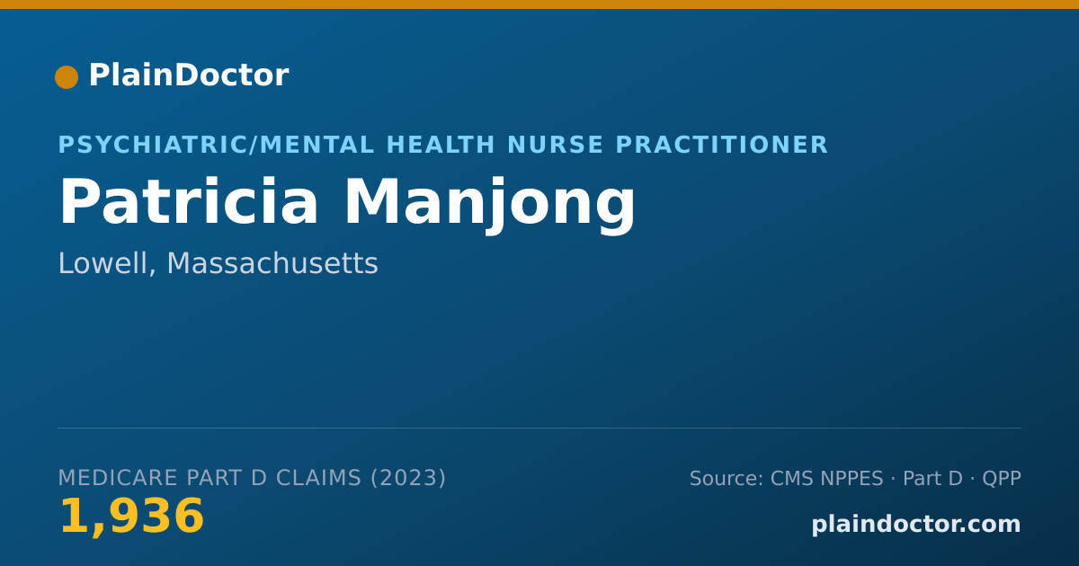 Shareable card for Patricia Manjong - Psychiatric/Mental Health Nurse Practitioner, Lowell, MA