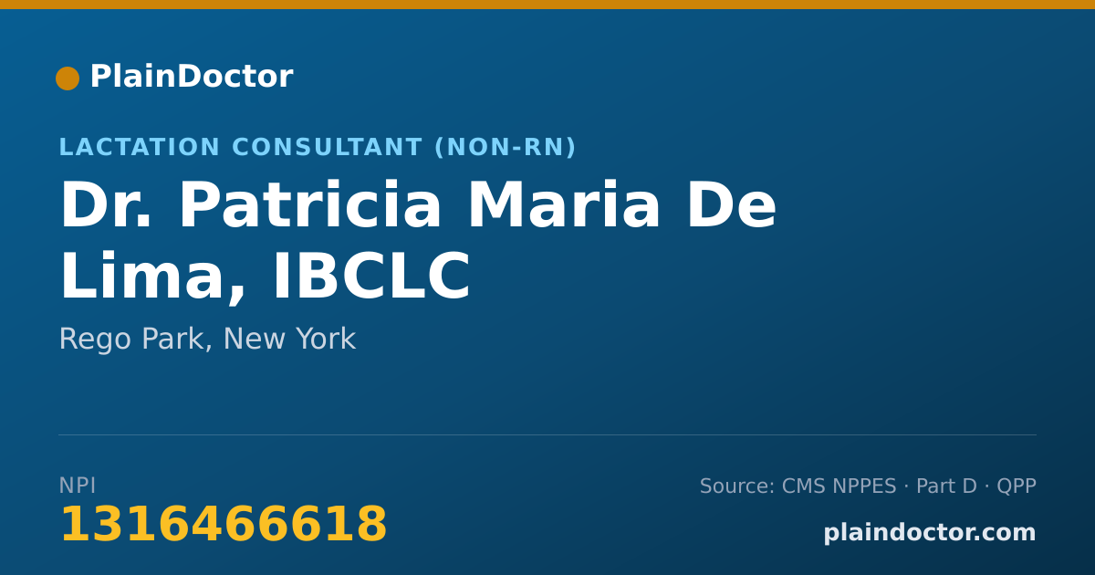 Shareable card for Patricia Maria De Lima, IBCLC - Lactation Consultant (Non-RN), Rego Park, NY