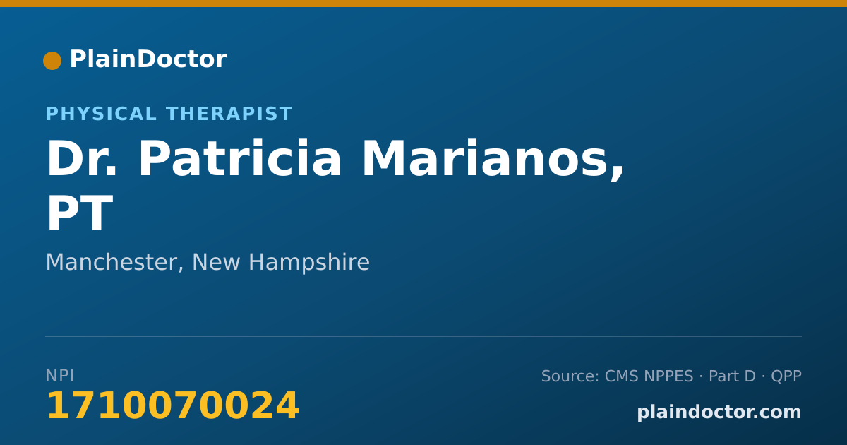 Shareable card for Patricia Marianos, PT - Physical Therapist, Manchester, NH
