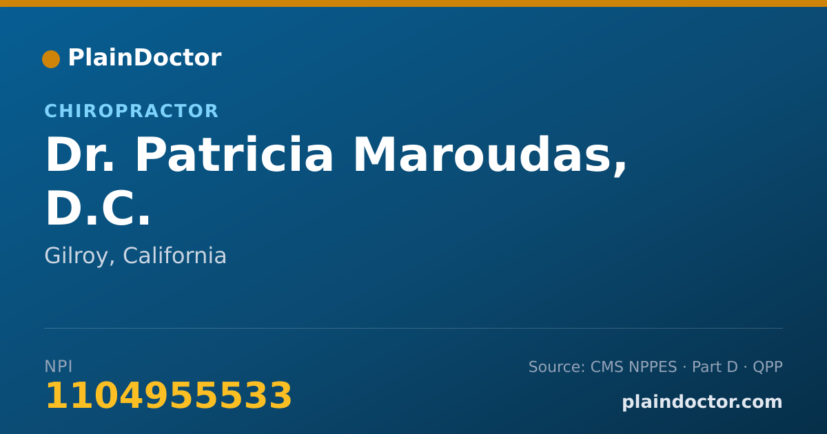 Shareable card for Patricia Maroudas, D.C. - Chiropractor, Gilroy, CA