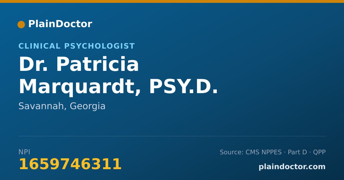 Shareable card for Patricia Marquardt, PSY.D. - Clinical Psychologist, Savannah, GA
