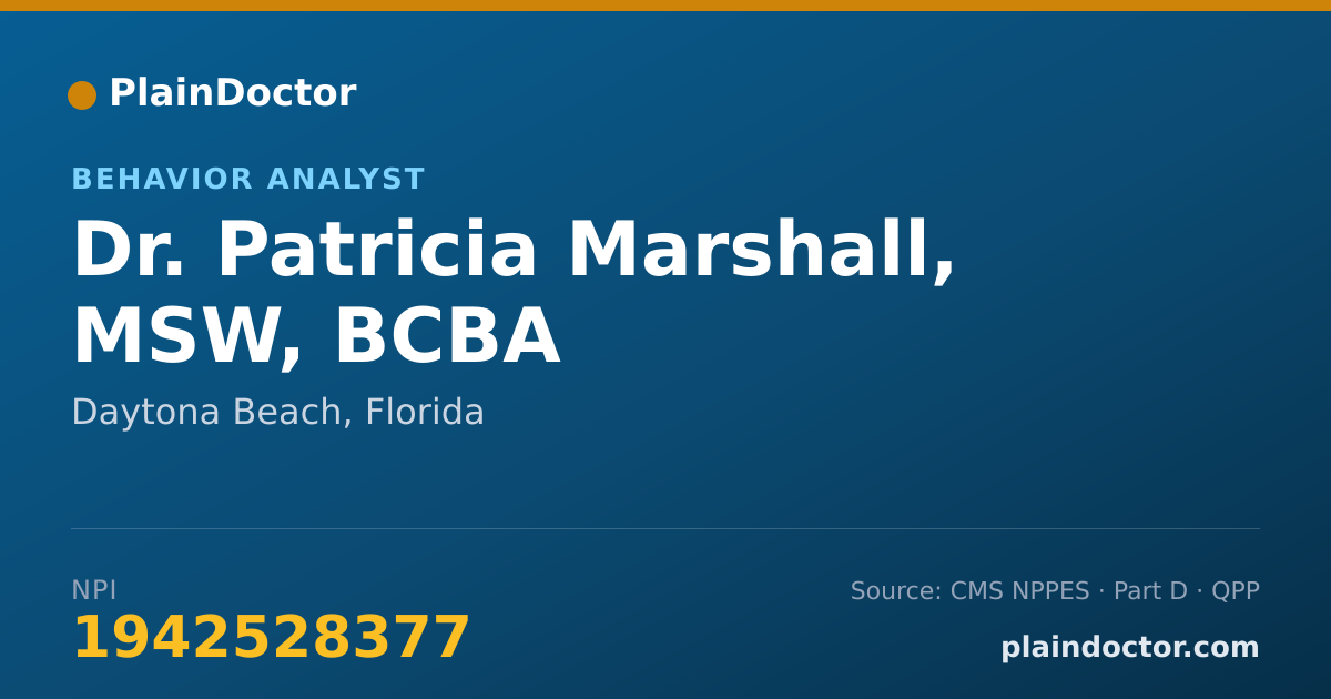 Shareable card for Patricia Marshall, MSW, BCBA - Behavior Analyst, Daytona Beach, FL