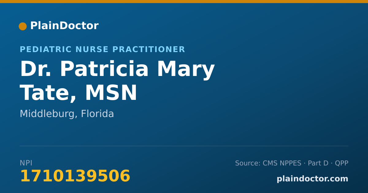 Shareable card for Patricia Mary Tate, MSN - Pediatric Nurse Practitioner, Middleburg, FL