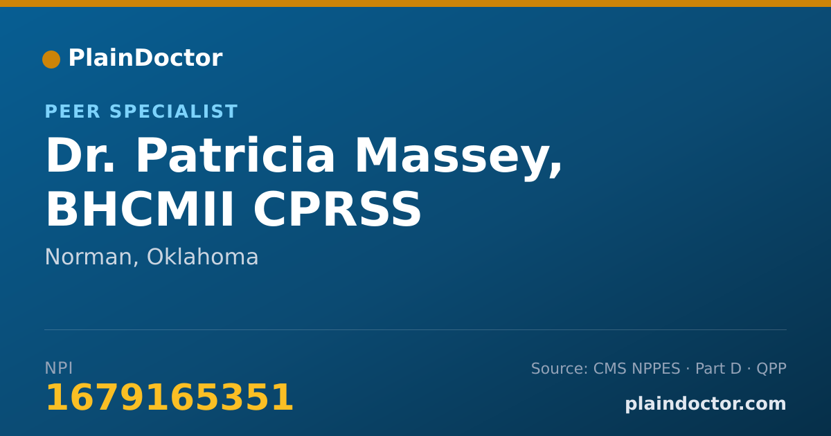 Shareable card for Patricia Massey, BHCMII CPRSS - Peer Specialist, Norman, OK