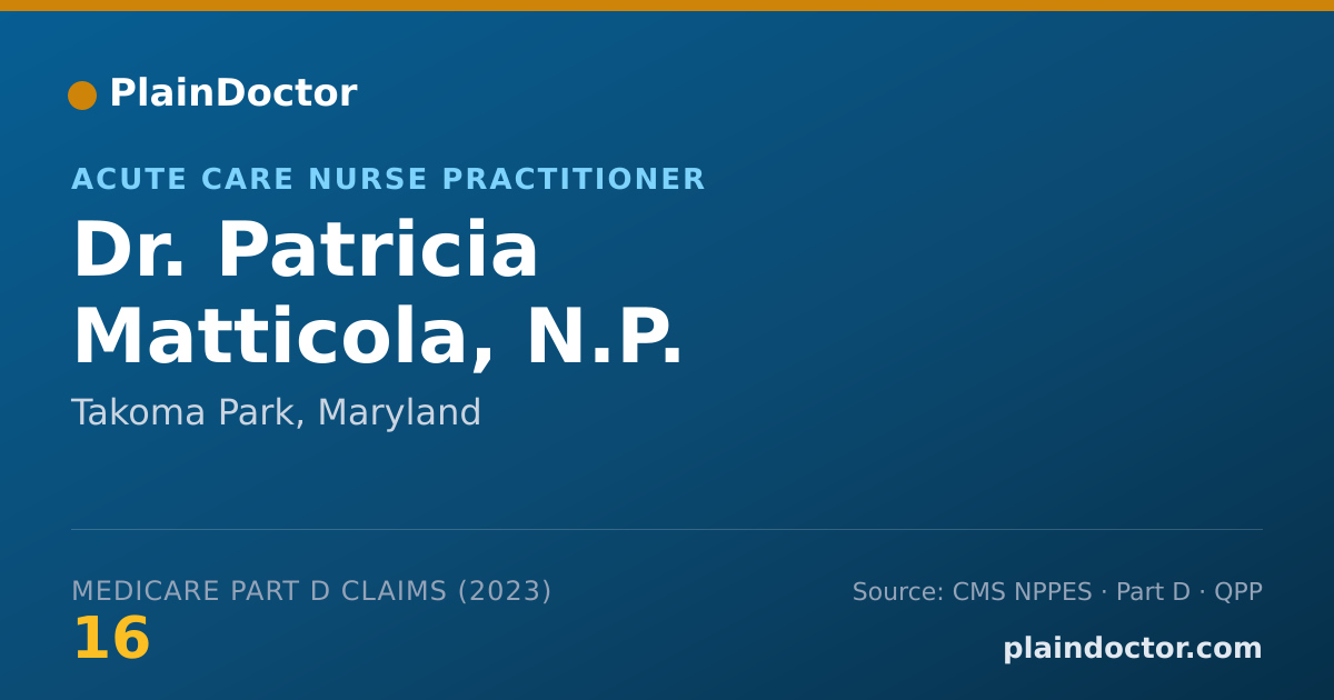 Shareable card for Patricia Matticola, N.P. - Acute Care Nurse Practitioner, Takoma Park, MD