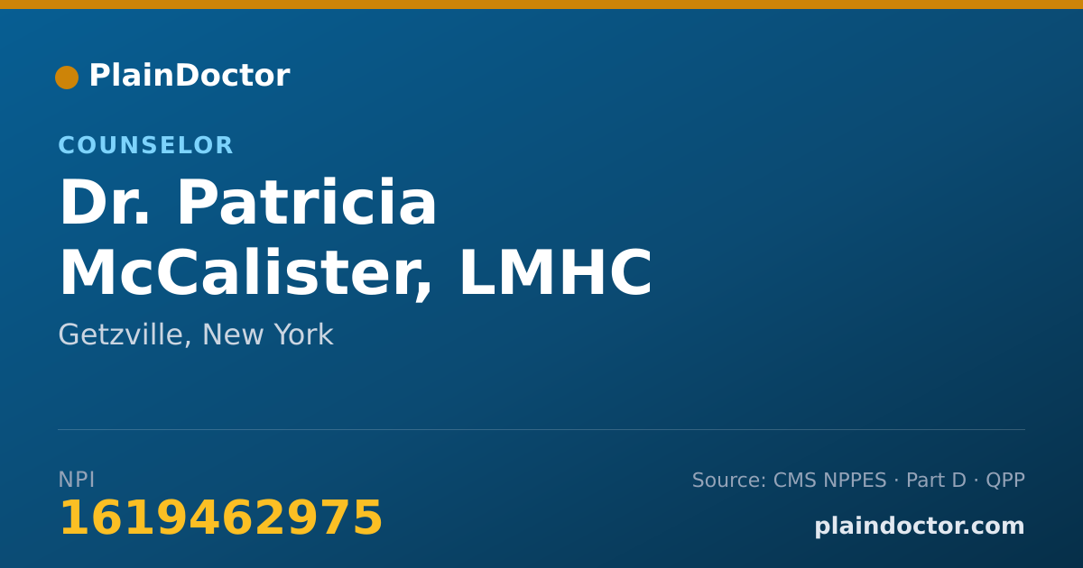 Shareable card for Patricia McCalister, LMHC - Counselor, Getzville, NY