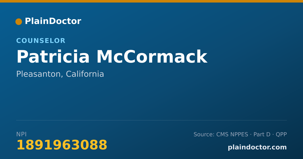 Shareable card for Patricia McCormack - Counselor, Pleasanton, CA