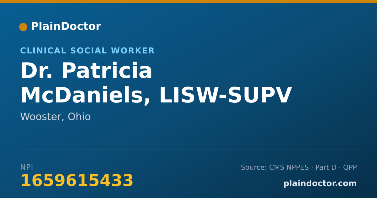 Shareable card for Patricia McDaniels, LISW-SUPV - Clinical Social Worker, Wooster, OH