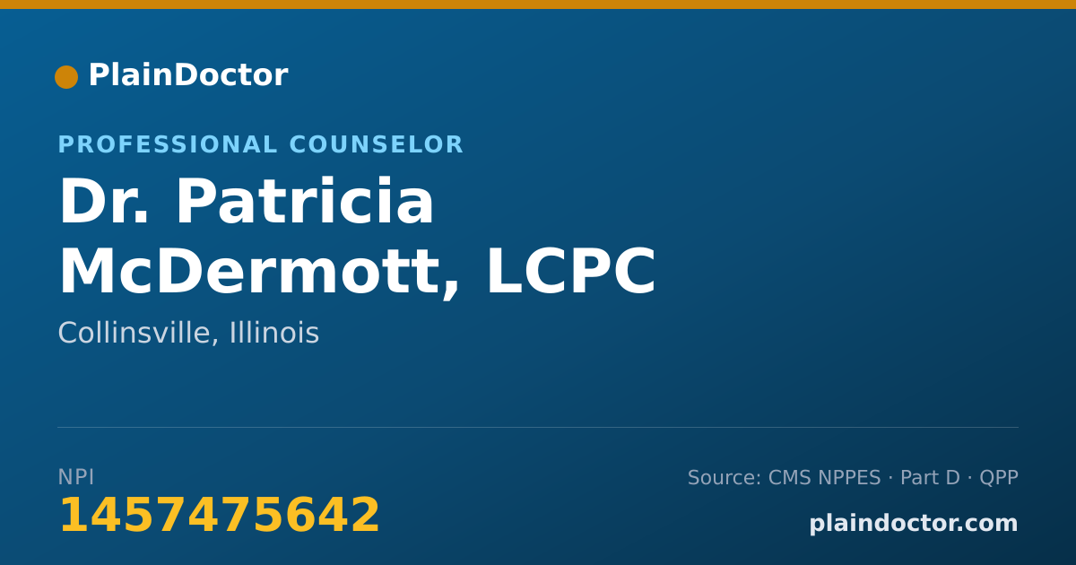 Shareable card for Patricia McDermott, LCPC - Professional Counselor, Collinsville, IL