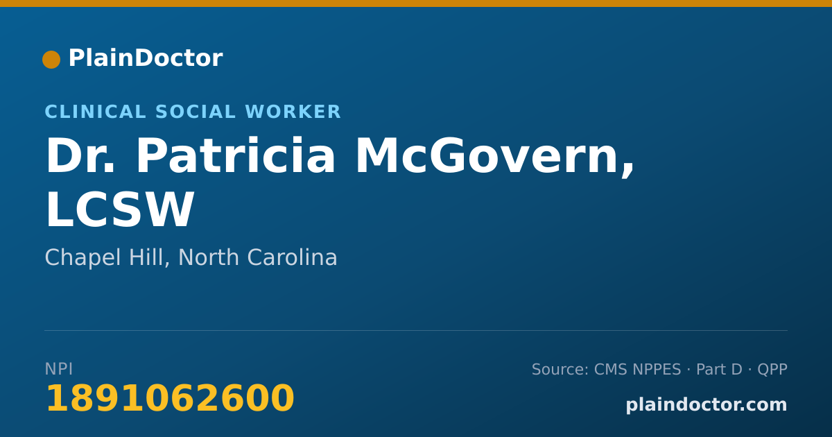 Shareable card for Patricia McGovern, LCSW - Clinical Social Worker, Chapel Hill, NC