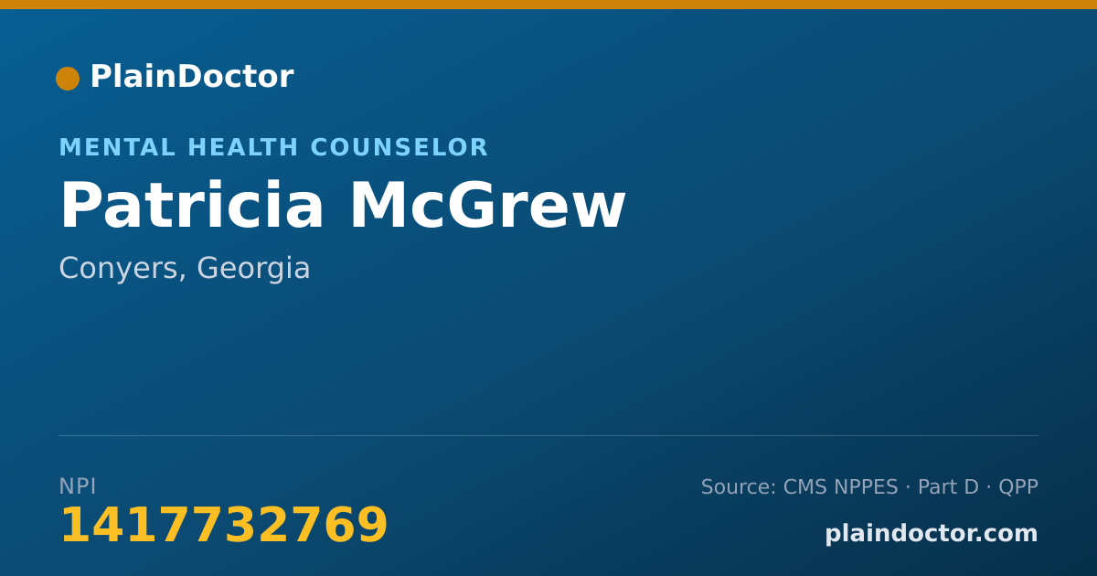 Shareable card for Patricia McGrew - Mental Health Counselor, Conyers, GA