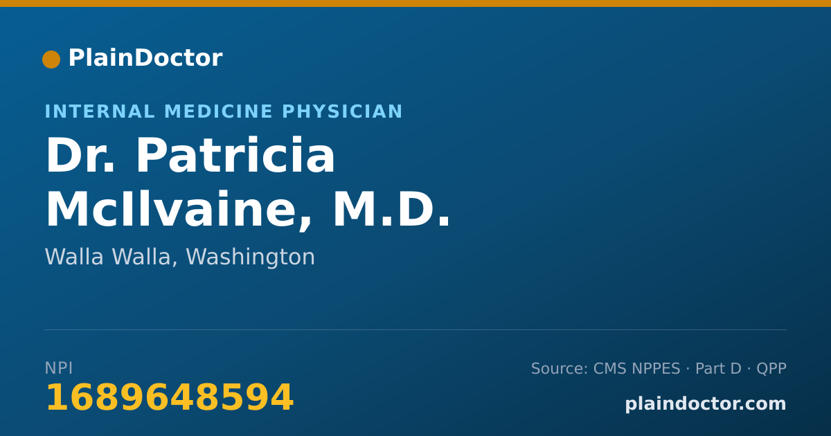 Shareable card for Patricia McIlvaine, M.D. - Internal Medicine Physician, Walla Walla, WA
